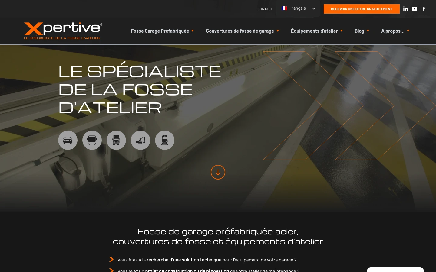 Site Xpertive — Spécialiste fosse de garage préfabriquée